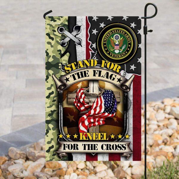 Veteran Flag, Stand For The Flag Kneel For The Cross Veteran Flag, American Flag, Veteran Decoration Outdoor Flag