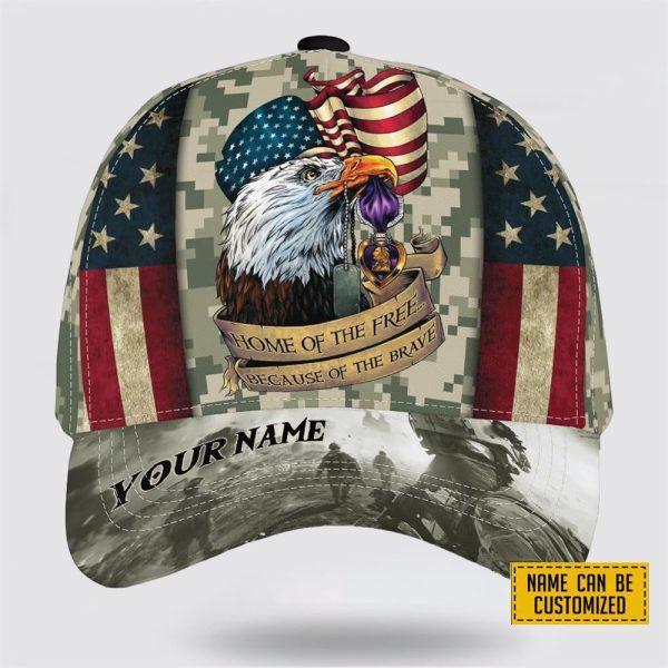 Veterans Baseball Caps Eagle American Of The Brave, Personalized Name Military, Custom Army Cap, Gifts For Military Personnel