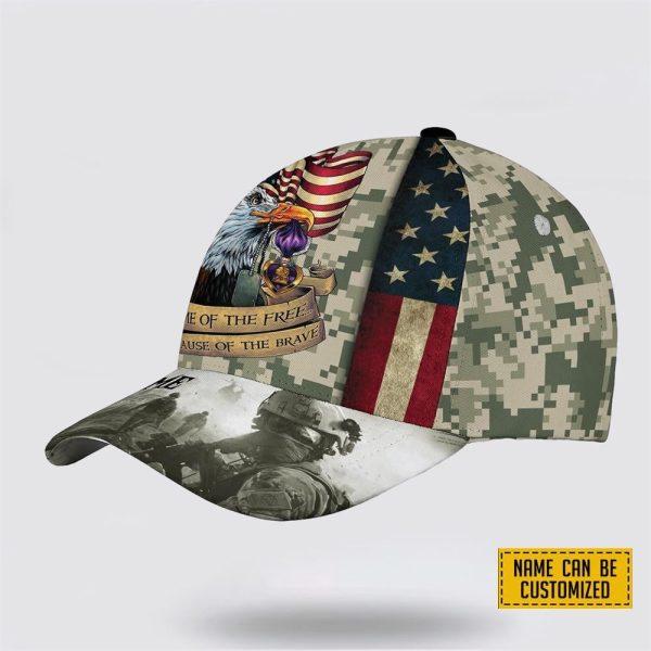 Veterans Baseball Caps Eagle American Of The Brave, Personalized Name Military, Custom Army Cap, Gifts For Military Personnel