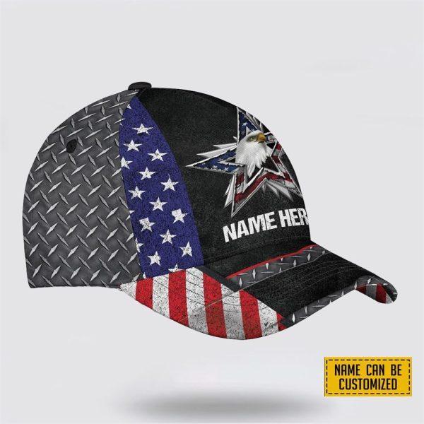 Veterans Baseball Caps Eagle American Star Picture, Personalized Name Military, Custom Army Cap, Gifts For Military Personnel
