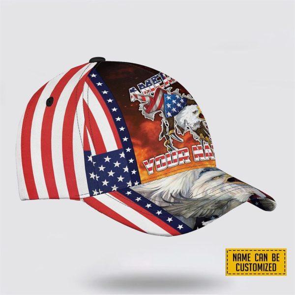 Veterans Baseball Caps Eagle Flag America Picture, Personalized Name Military, Custom Army Cap, Gifts For Military Personnel