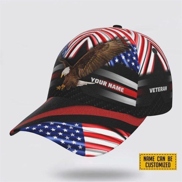Veterans Baseball Caps Eagle Flag Anerican, Personalized Name Veteran, Custom Army Cap, Gifts For Military Personnel