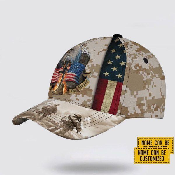 Veterans Baseball Caps Home Of The Free, Personalized Name Military, Custom Army Cap, Gifts For Military Personnel