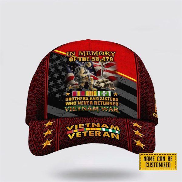 Veterans Baseball Caps In Memory Of The 58 479 Brothers And Sisters, Personalized Name Military, Custom Army Cap, Gifts For Military Personnel