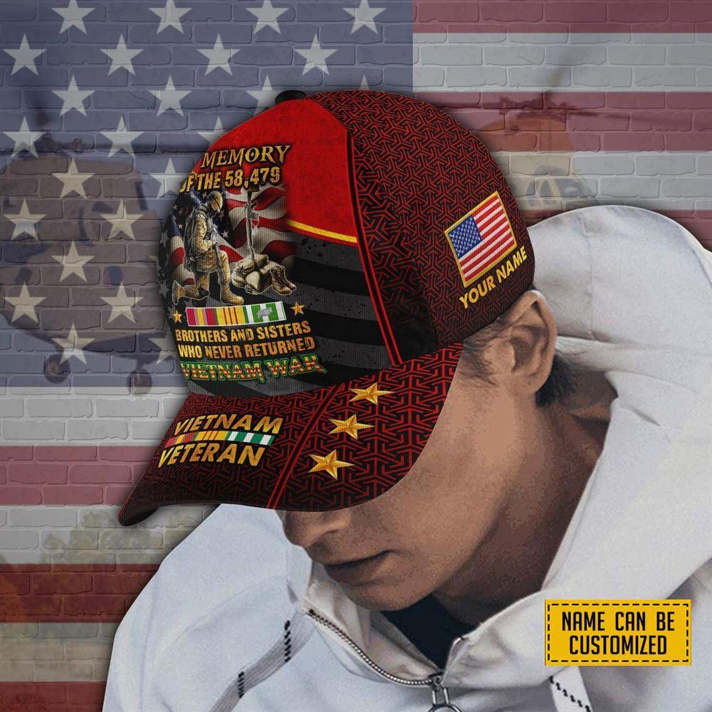 Veterans Baseball Caps In Memory Of The 58 479 Brothers And Sisters, Personalized Name Military, Custom Army Cap, Gifts For Military Personnel
