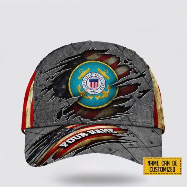 Veterans Baseball Caps Us Coast Guard 1790, Personalized Name Veteran, Custom Army Cap, Gifts For Military Personnel