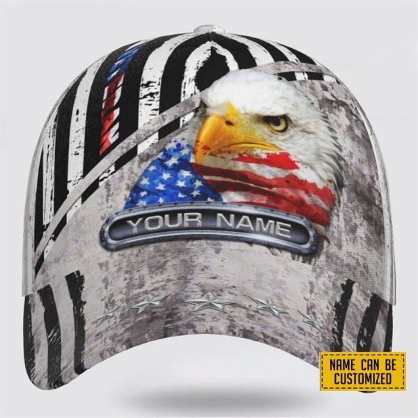 Veterans Baseball Capss Eagle American Pattern, Personalized Name Veteran, Custom Army Cap, Gifts For Military Personnel