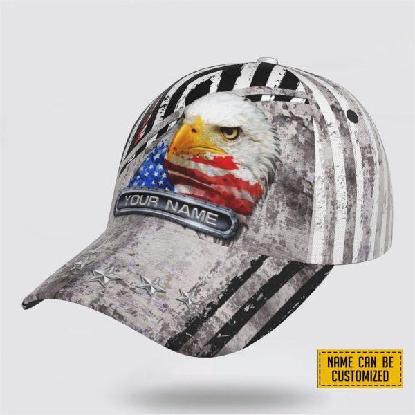 Veterans Baseball Capss Eagle American Pattern, Personalized Name Veteran, Custom Army Cap, Gifts For Military Personnel