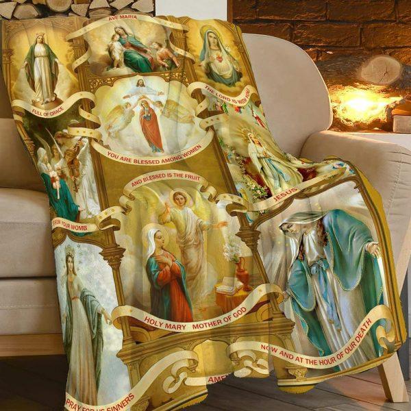 Virgin Mary Christian Quilt Blanket, Christian Blanket Gift For Believers