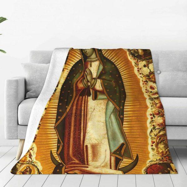 Virgin Mary Picture Christian Quilt Blanket, Christian Blanket Gift For Believers