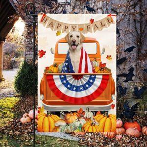 Yellow Labrador Retriever Flag Happy Fall 3