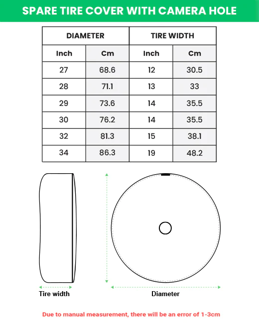 spare tire cover with camera hole size chart 1