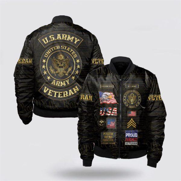 Army Bomber Jacket, Custom Name Rank US Army Veteran Bomber Jacket, Veteran Bomber Jacket