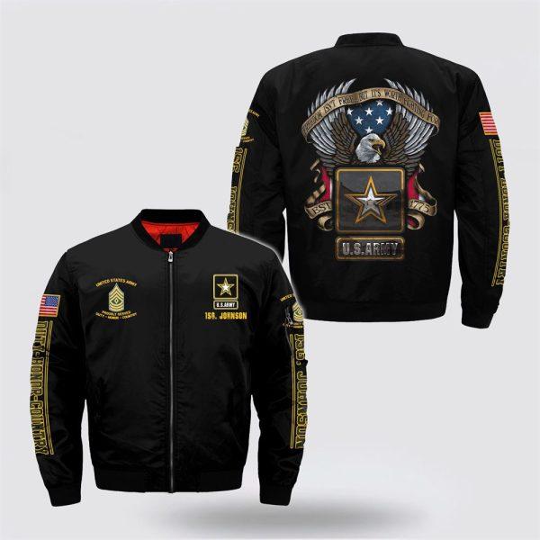 Army Bomber Jacket, Personalized Name Rank US Army Freedom Isn’t Free But It’s Worth Fighting For Bomber Jacket, Veteran Bomber Jacket