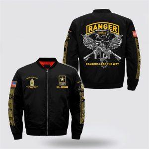 Army Bomber Jacket Personalized Name Rank US Army Rangers Lead The Way Bomber Jacket Veteran Bomber Jacket 1 alw4dr.jpg