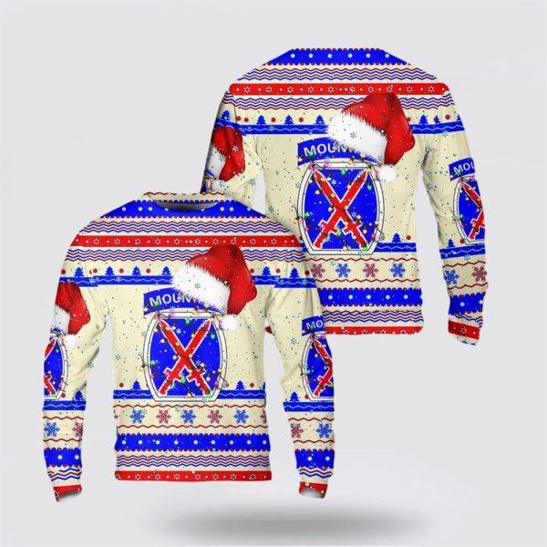 Army Sweater, US Army 10th Mountain Division Christmas AOP Sweater