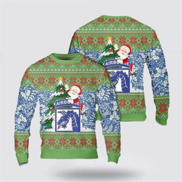 Army Sweater, US Army 18th Airborne Corps Sky Dragons Christmas Sweater