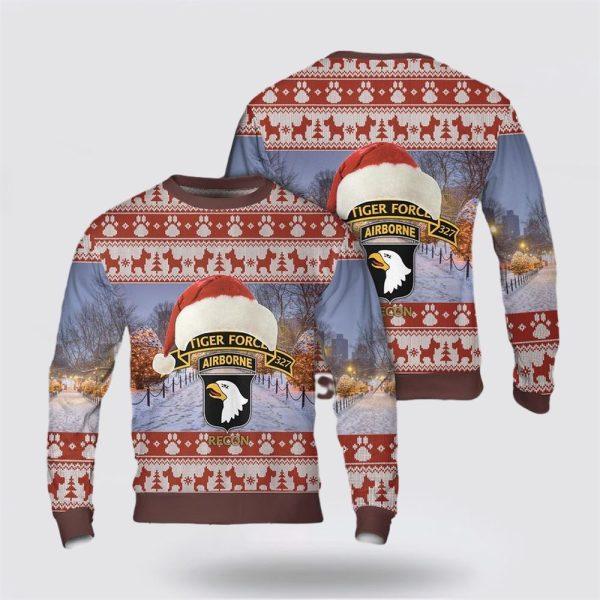 Army Sweater, US Army 1 327 Airborne Infantry Tiger Force LRRP Vietnam War Christmas Sweater