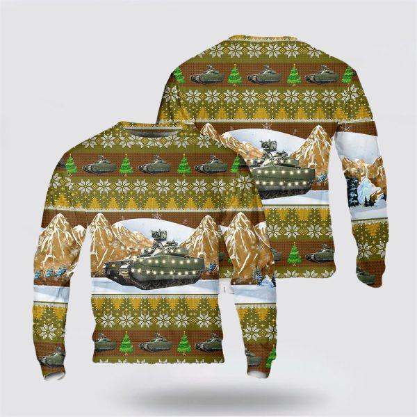Army Sweater, US Army CV90 Infantry Fighting Vehicle Christmas AOP Sweater