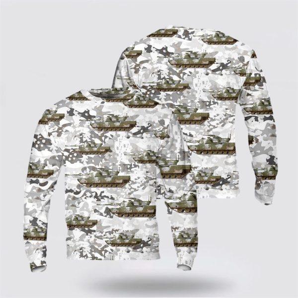 Army Sweater, US Army M1 Abrams Tank winter camo Christmas Sweater