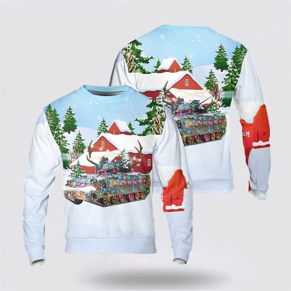 Army Sweater, US Army M2A2 ODS Bradley Infantry Fighting Vehicle Christmas Sweater