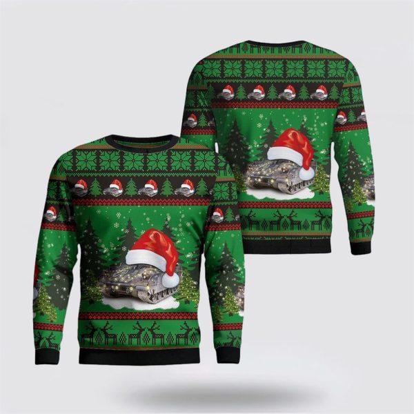 Army Sweater, US Army M3A3 Bradley Fire Support Team Vehicle Christmas Sweater