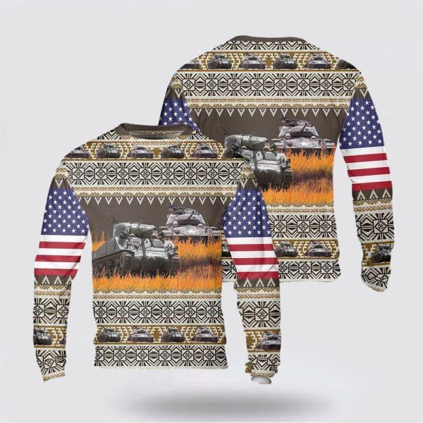 Army Sweater, US Army M4A3 Sherman Christmas Sweater