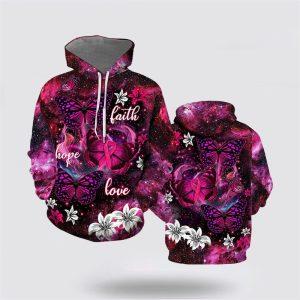 Breast Cancer Hoodie, Beautiful Butterfly Breast Cancer Awareness All Over Print Hoodie, Breast Cancer Awareness Shirts