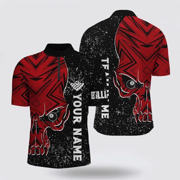 Billiard Jerseys, Custom Billiard Jerseys, 3D Skull Billiards Red Black Jerseys Shirt, Billiard Shirt Designs