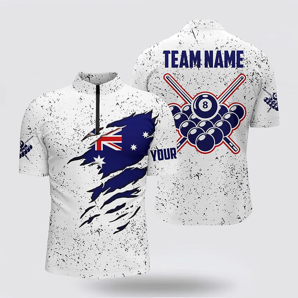 Billiard Jerseys, Custom Billiard Jerseys, 8 Ball Pool Australia Flag Men’s Shirts, Billiard Shirt Designs