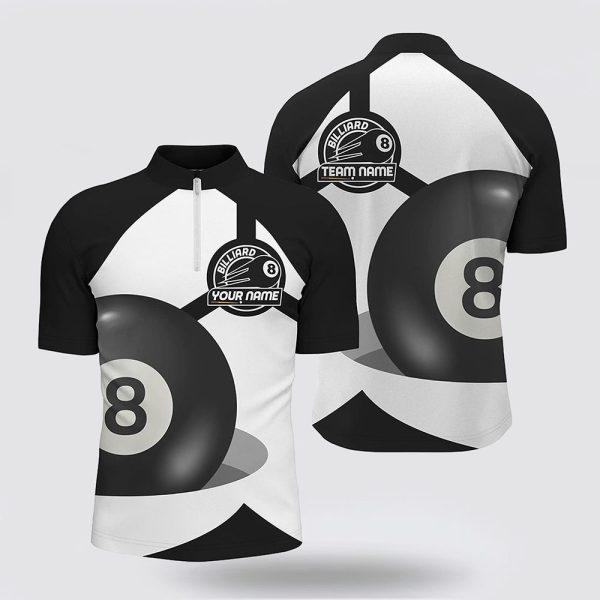 Billiard Jerseys, Custom Billiard Jerseys, 8 Ball Pool Black White Billiard Jerseys Shirts, Billiard Shirt Designs