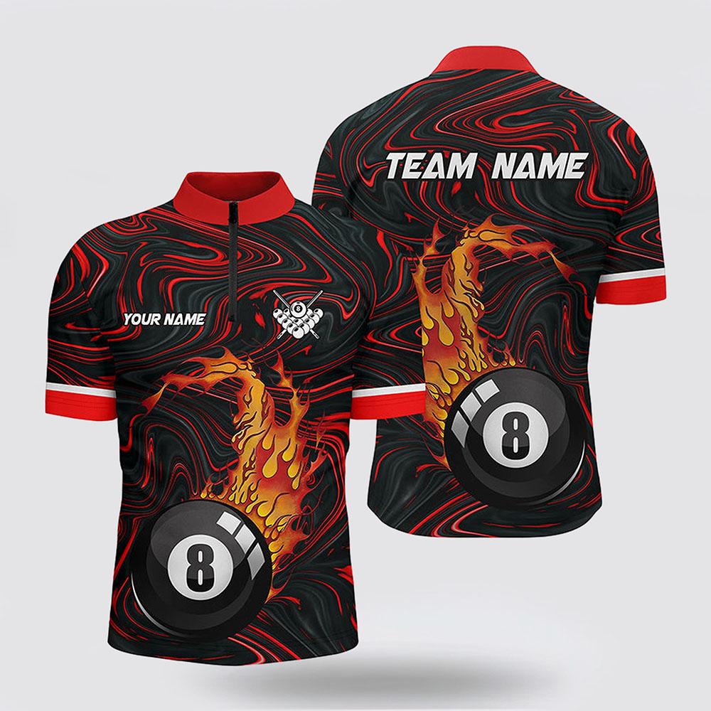 Billiard Jerseys, Custom Billiard Jerseys, 8 Ball Pool Fire 3D Men Jerseys Shirts, Billiard Shirt Designs