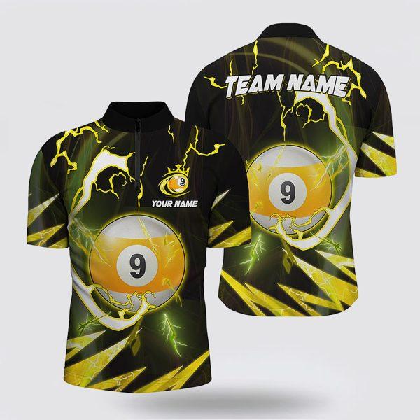 Billiard Jerseys, Custom Billiard Jerseys, 9 Ball Pool Yellow Thunder 3D Men Jerseys Shirts, Billiard Shirt Designs