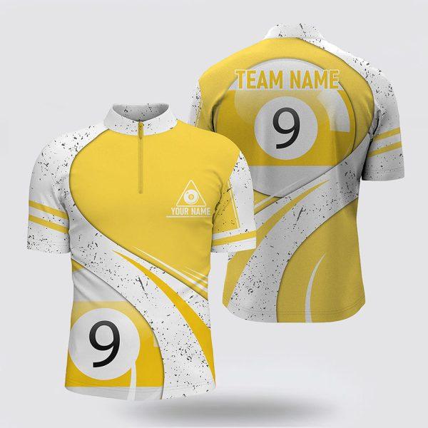 Billiard Jerseys, Custom Billiard Jerseys, 9 Ball Pool Yellow White Billiard Jerseys Shirts, Billiard Shirt Designs