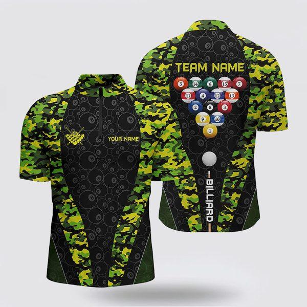 Billiard Jerseys, Custom Billiard Jerseys, Billiard Balls Camo Pattern Men Jerseys Shirts, Billiard Shirt Designs