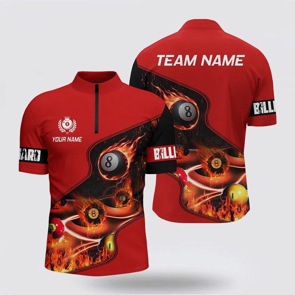 Billiard Jerseys, Custom Billiard Jerseys, Billiard Balls Flame 3D Men Jerseys Shirts, Billiard Shirt Designs