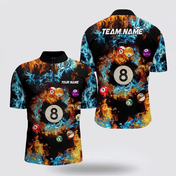 Billiard Jerseys, Custom Billiard Jerseys, Billiard Balls In Fire Water 3D Jerseys Shirts, Billiard Shirt Designs