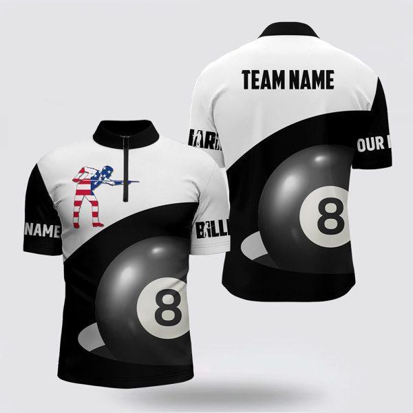 Billiard Jerseys, Custom Billiard Jerseys, Billiard Shot American Flag Men Jerseys Shirt, Billiard Shirt Designs