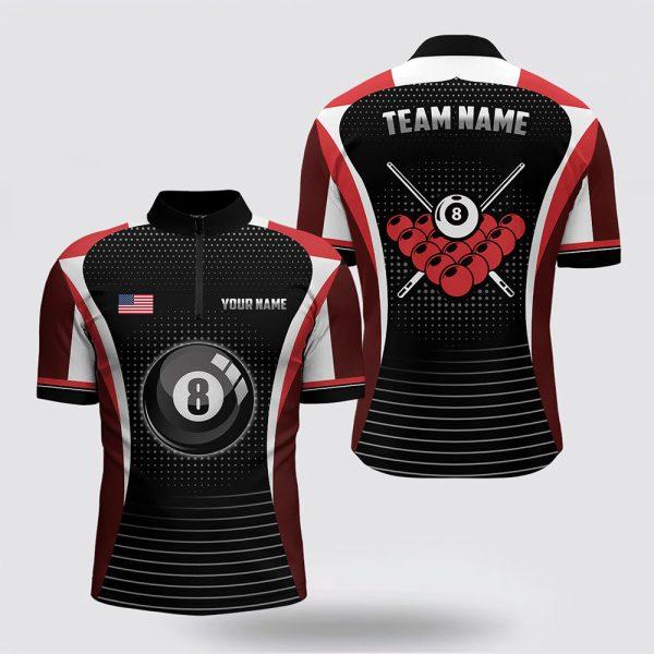 Billiard Jerseys, Custom Billiard Jerseys, Black Red Billiard Jerseys Men Jerseys Shirts, Billiard Shirt Designs