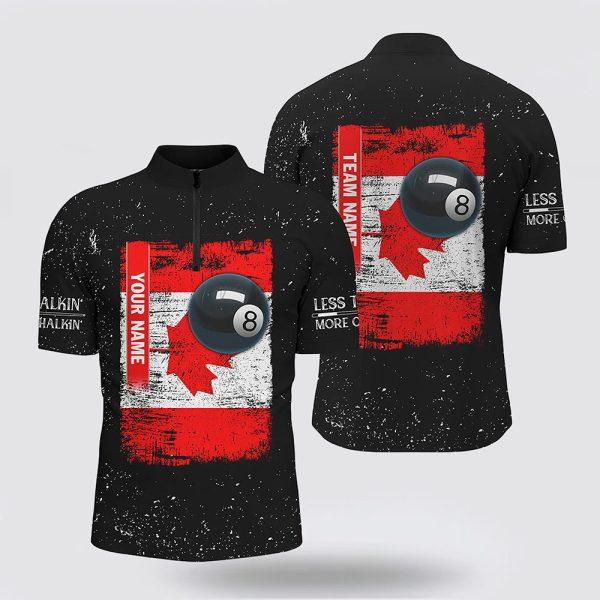 Billiard Jerseys, Custom Billiard Jerseys, Canadian Flag Patriotic 8 Ball Billiard Jerseys Shirts, Billiard Shirt Designs