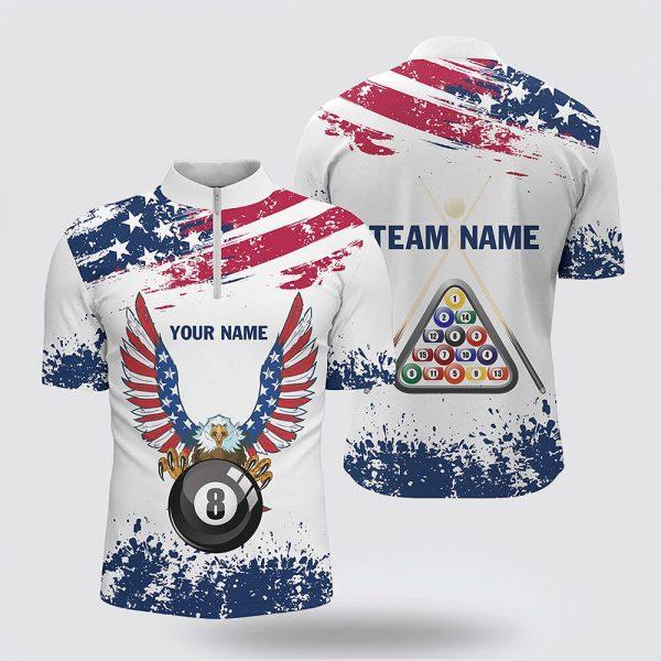 Billiard Jerseys, Custom Billiard Jerseys, Eagle US Flag 8 Ball Pool Billiard Jerseys Shirts, Billiard Shirt Designs