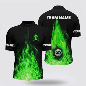 Billiard Jerseys, Custom Billiard Jerseys, Green Flaming…