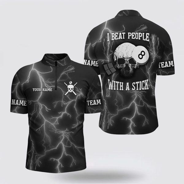 Billiard Jerseys, Custom Billiard Jerseys, I Beat People With A Stick Skull Billiard Jerseys Shirts, Billiard Shirt Designs