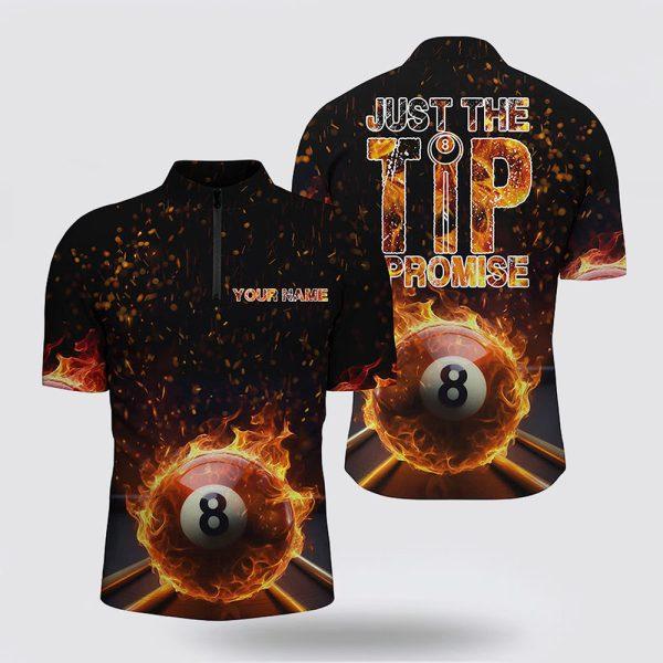 Billiard Jerseys, Custom Billiard Jerseys, Just The Tip I Promise 8 Ball Pool Fire Flame Billiard 3D Jerseys Shirts, Billiard Shirt Designs