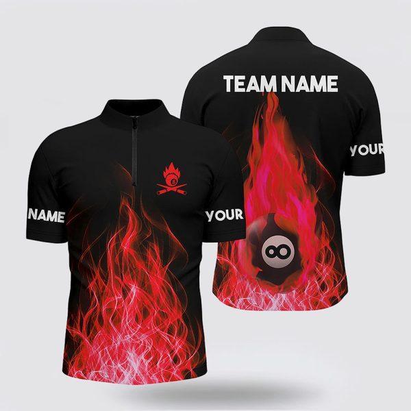 Billiard Jerseys, Custom Billiard Jerseys, Name Red Flaming Billiard 3D Men Jerseys Shirts, Billiard Shirt Designs