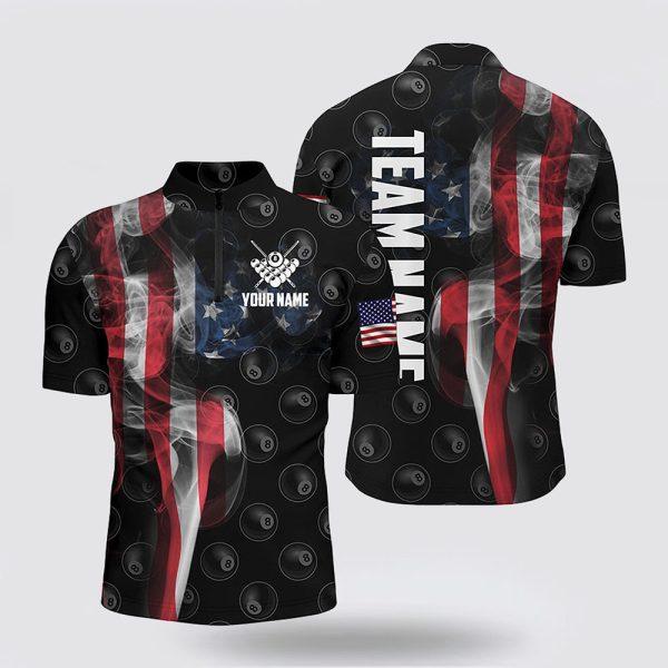 Billiard Jerseys, Custom Billiard Jerseys, Personalized Vintage Smoke US Flag Billiard Jerseys Shirts, Billiard Shirt Designs