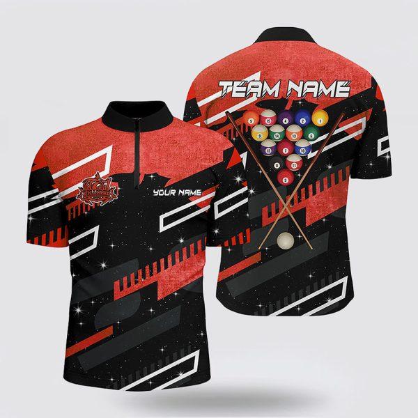 Billiard Jerseys, Custom Billiard Jerseys, Red 8 Ball Galaxy Billiards Men Jerseys Shirts, Billiard Shirt Designs