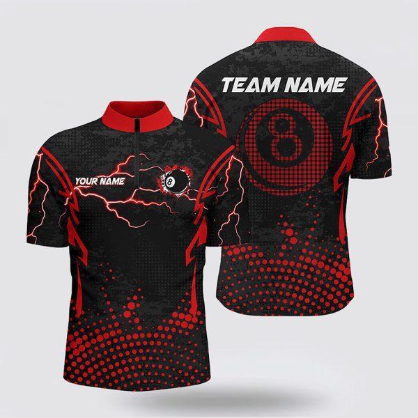 Billiard Jerseys, Custom Billiard Jerseys, Red 8 Ball Point Billiard Men Jerseys Shirts, Billiard Shirt Designs