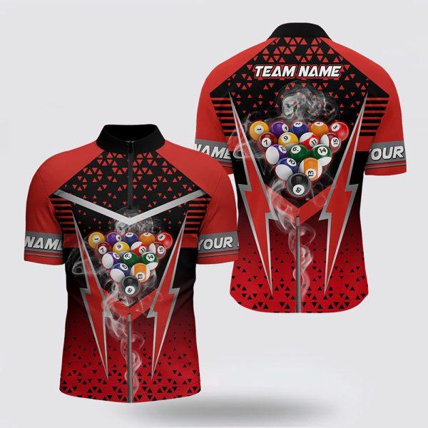 Billiard Jerseys, Custom Billiard Jerseys, Red Billiard Balls Smoke Men Jerseys Shirts, Billiard Shirt Designs