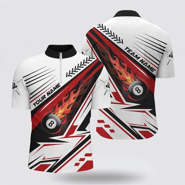 Billiard Jerseys, Custom Billiard Jerseys, Red Flaming 8 Ball Billiard Men Jerseys Shirtss, Billiard Shirt Designs